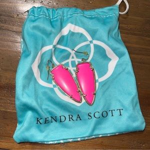 Kendra Scott Silver & Neon Pink Skylar Earrings RETIRED EUC